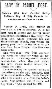 James Beagle was the first-known account of a child being sent through the mail. - Public Domain