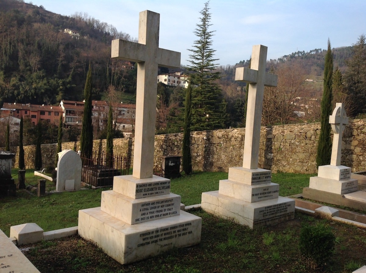 Rose Cleveland and Evangeline Simpson Whipple are buried side by side with matching gravestones in Bagni di Lucca, Italy. (Elisa Rolle/Queer Places Vol. 3.1)